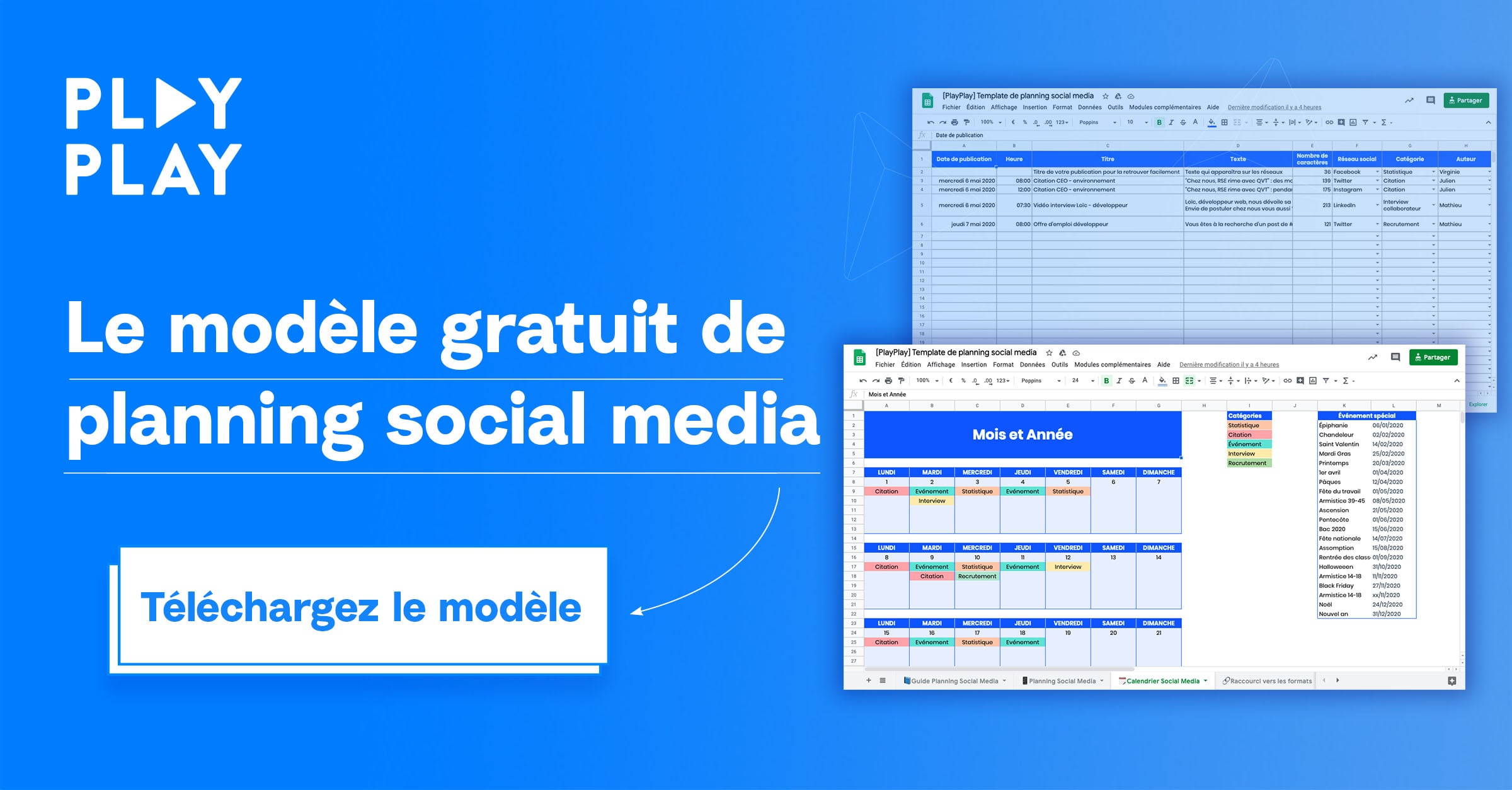Modèle gratuit - Le planning social media